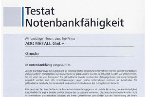 ADO erhält Testat Notenbankfähigkeit