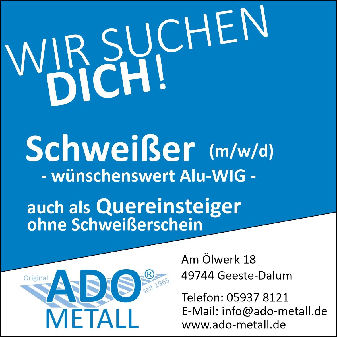 Schweißer (m/w/d) -  ADO Stellengesuch